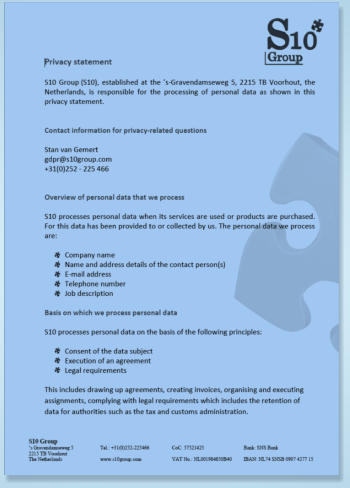 S10 Group privacy statement